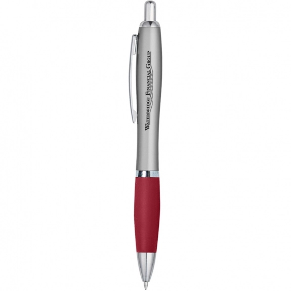 Silver/Red Contour Custom Pen w/ Rubber Grip