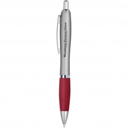 Silver/Red Contour Custom Pen w/ Rubber Grip