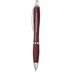 Translucent Burgundy Contour Custom Pen w/ Rubber Grip