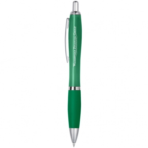 Translucent Green Contour Custom Pen w/ Rubber Grip