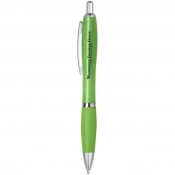 Translucent Lime Green Contour Custom Pen w/ Rubber Grip