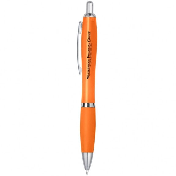 Translucent Orange Contour Custom Pen w/ Rubber Grip