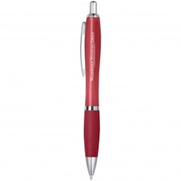 Translucent Red Contour Custom Pen w/ Rubber Grip
