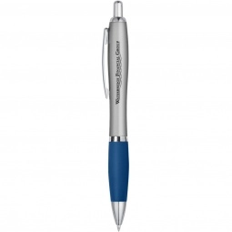 Silver/Blue Contour Custom Pen w/ Rubber Grip
