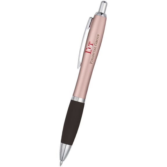Metallic Rose Contour Custom Pen w/ Rubber Grip