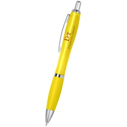 Trans Yellow Contour Custom Pen w/ Rubber Grip