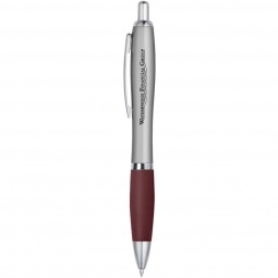Silver/Burgundy Contour Custom Pen w/ Rubber Grip