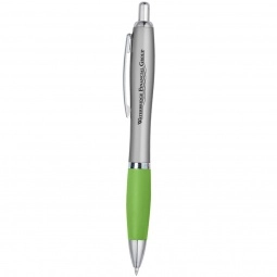 Silver/Lime Green Contour Custom Pen w/ Rubber Grip