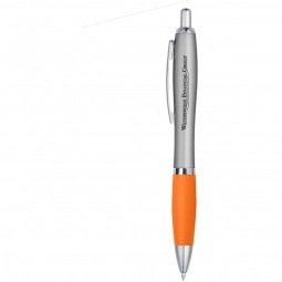 Silver/Orange Contour Custom Pen w/ Rubber Grip