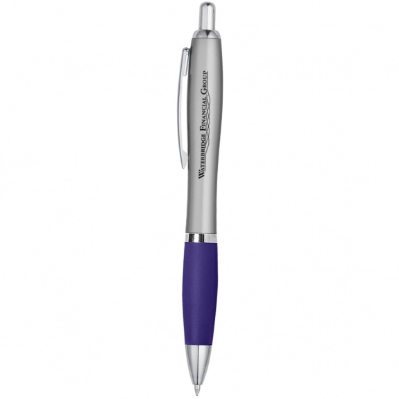 Silver/Purple Contour Custom Pen w/ Rubber Grip