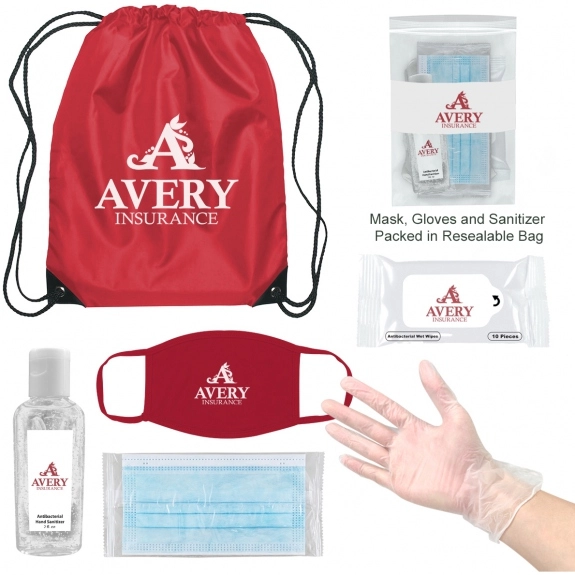 Red On-The-Go Backpack Promotional Care Kit