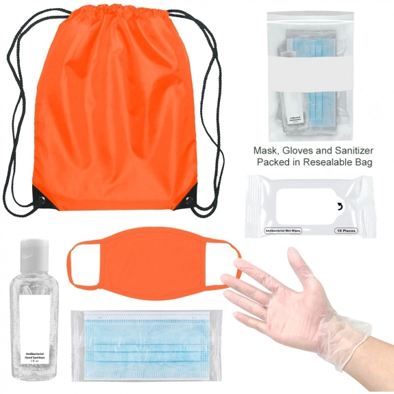 Orange On-The-Go Backpack Promotional Care Kit
