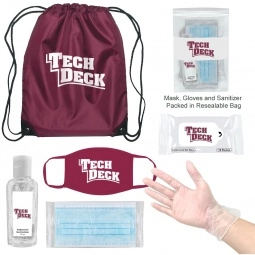 Maroon On-The-Go Backpack Promotional Care Kit