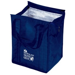 Navy - Insulated Polytex Promotional Tote Bag w/ Zipper