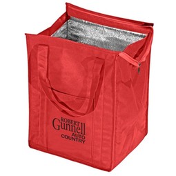 Red - Insulated Polytex Promotional Tote Bag w/ Zipper