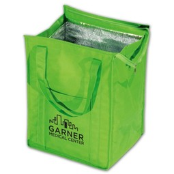Lime Green - Insulated Polytex Promotional Tote Bag w/ Zipper