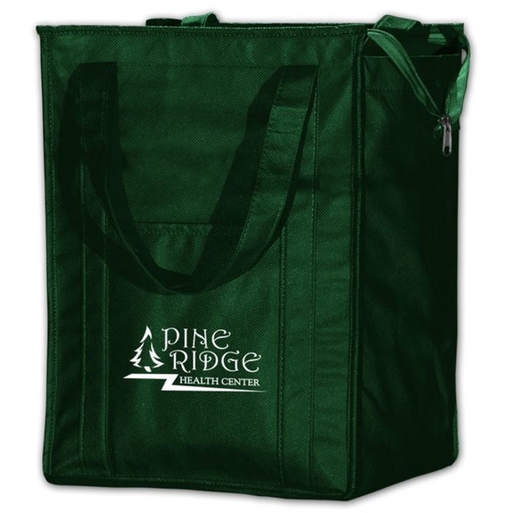 Green - Insulated Polytex Promotional Tote Bag w/ Zipper