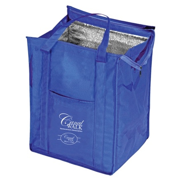 Blue - Insulated Polytex Promotional Tote Bag w/ Zipper