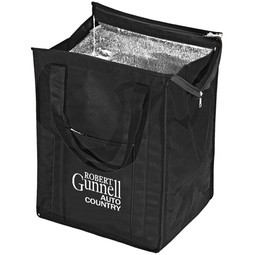 Black - Insulated Polytex Promotional Tote Bag w/ Zipper