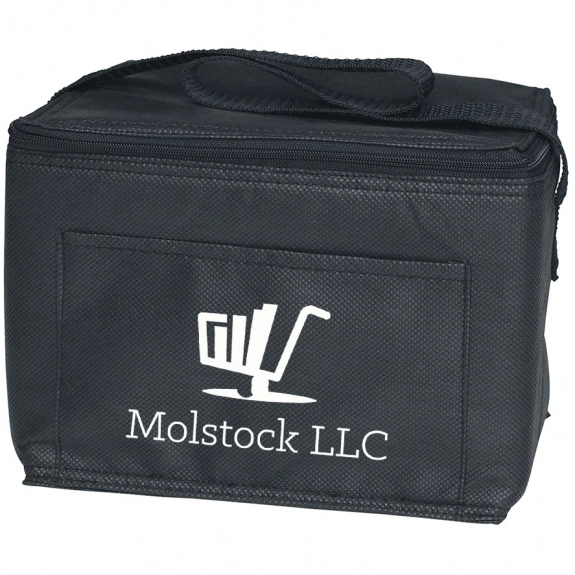 Black Non-Woven Insulated Custom Cooler Bag - 6 Can