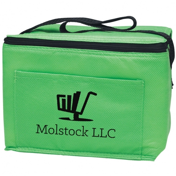 Lime Non-Woven Insulated Custom Cooler Bag - 6 Can