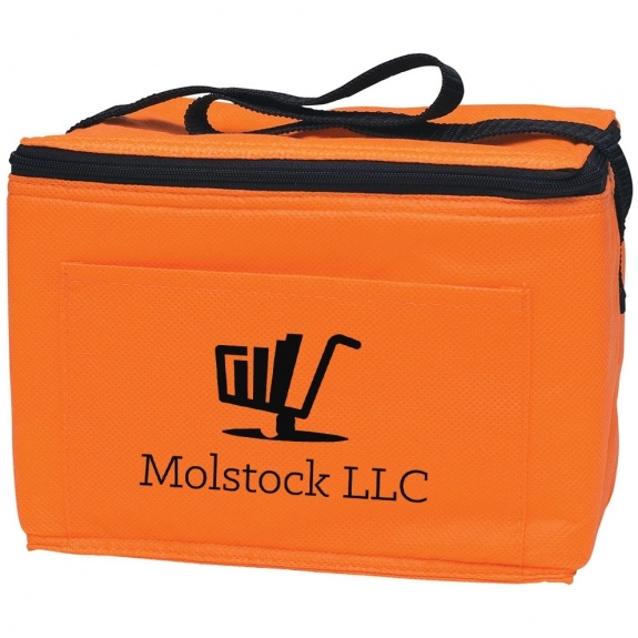Orange Non-Woven Insulated Custom Cooler Bag - 6 Can