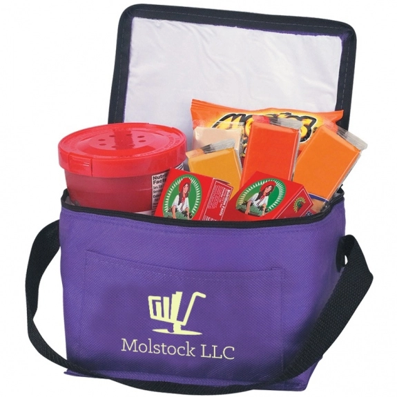 Purple Non-Woven Insulated Custom Cooler Bag - 6 Can
