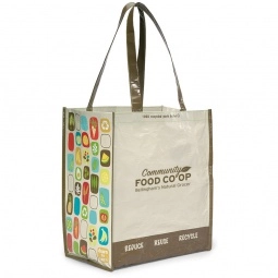 Laminated 100% Recycled Promotional Shopper Tote - 13"w x 15"h x 8"d