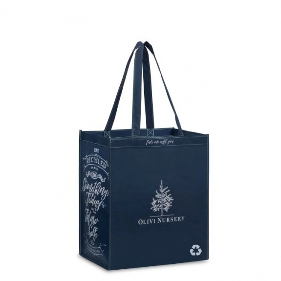 Navy Blue Laminated 100% Recycled Promotional Shopper Tote