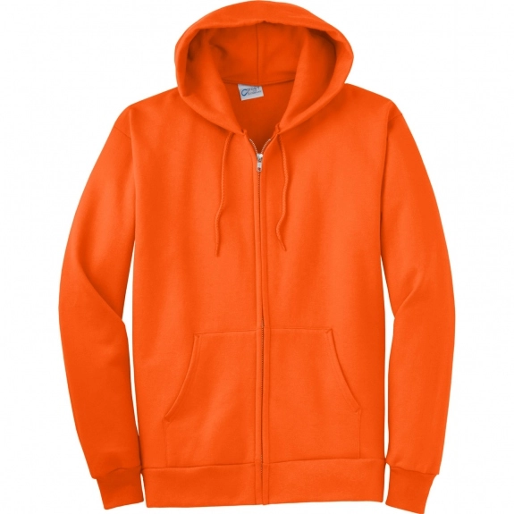 Safety Orange Port & Company Ultimate Full Zip Custom Hooded Sweatshirt - C