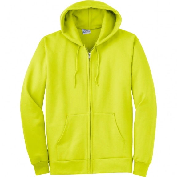 Safety Green Port & Company Ultimate Full Zip Custom Hooded Sweatshirt - Co