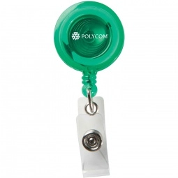 Trans. Green Retractable Promo Badge Holder Clip - Round w/ Alligator Clip
