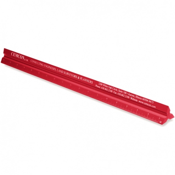 Red Solid Triangular Engineer Scale Customized Rulers - 12