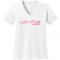 Port & Company V-Neck Custom T-Shirts - Women's - White