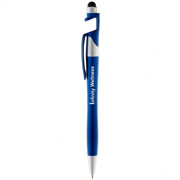 Blue - Javelin Style Custom Stylus Pen w/ Phone Stand 