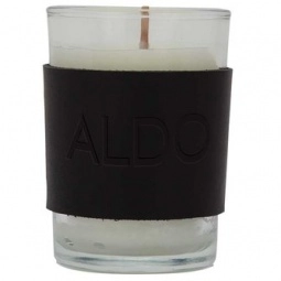 Black Traverse Leather Wrapped Scented Custom Candle - 8 oz.
