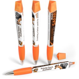 Orange Full Color Tri-Ad Promotional Pen w/ Highlighter