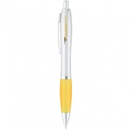 Daffodil Yellow Silver Rubber Grip Ballpoint Promotional Pen