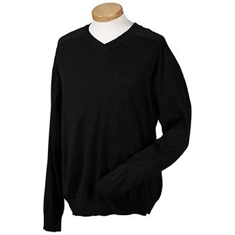 Black Devon & Jones V-Neck Custom Sweater - Men's