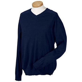 Navy Devon & Jones V-Neck Custom Sweater - Men's