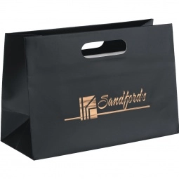 Black Matte Laminated Boutique Custom Shopping Bag - 12"w x 8"h x 5"d
