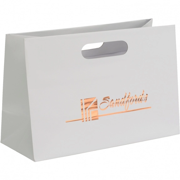 White Matte Laminated Boutique Custom Shopping Bag - 12"w x 8"h x 5"d