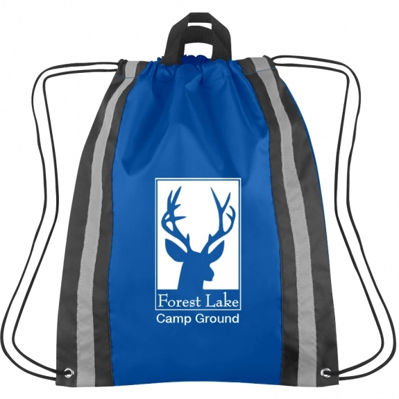 Royal Blue Reflective Custom Drawstring Backpack