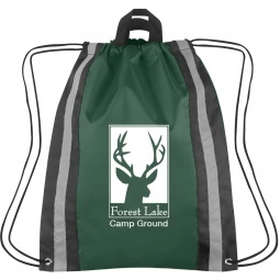 Forest Green Reflective Custom Drawstring Backpack