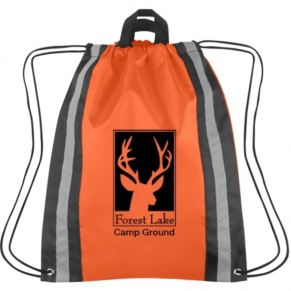 Orange Reflective Custom Drawstring Backpack