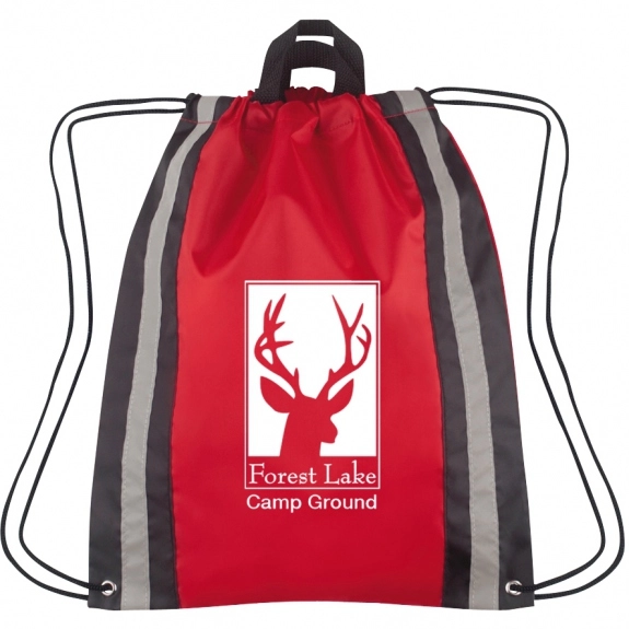 Red Reflective Custom Drawstring Backpack