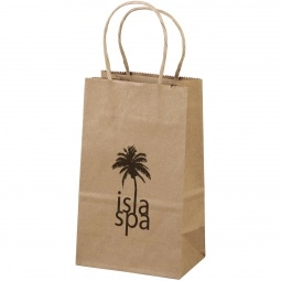 Recycled Brown Kraft Promotional Shopping Bag - 5.25"w x 8.38"h x 3.25"d