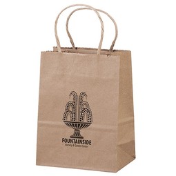Recycled Brown Kraft Promotional Shopping Bag - 6"w x 8.25"h x 3.25"d