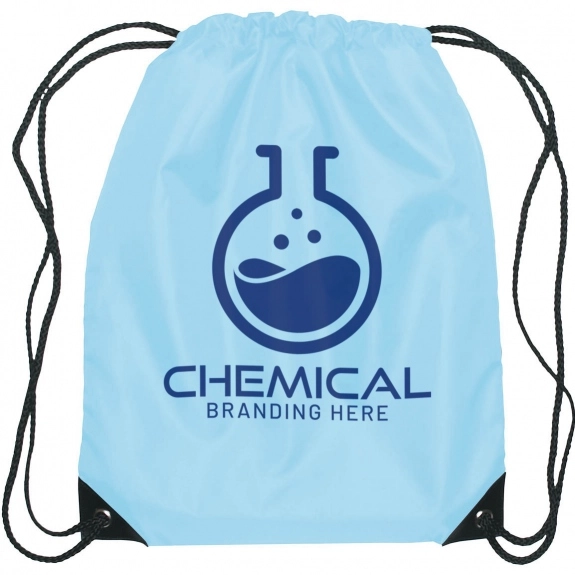 Carolina Blue Budget Custom Drawstring Bag w/Reinforced Corners 