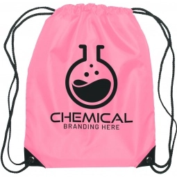 Pink Budget Custom Drawstring Bag w/Reinforced Corners 